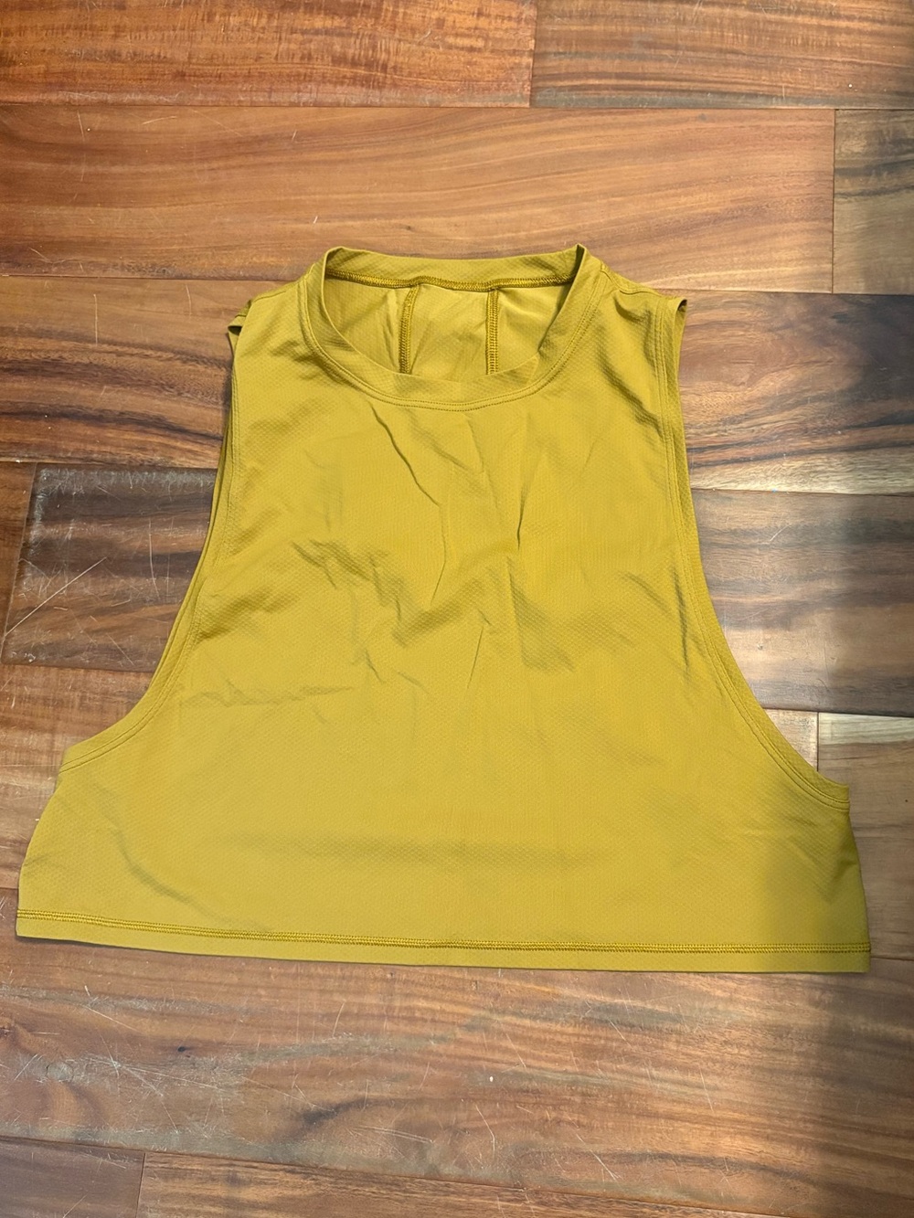 Lululemon High Neck Cropped Tank Top Golden Olive Mustard Athletic (0668)